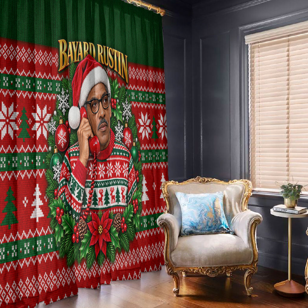 Bayard Rustin Christmas Window Curtain Ugly Christmas Pattern Retro Fair Isle