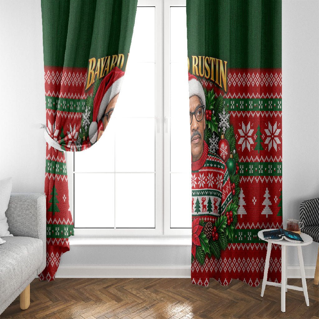 Bayard Rustin Christmas Window Curtain Ugly Christmas Pattern Retro Fair Isle