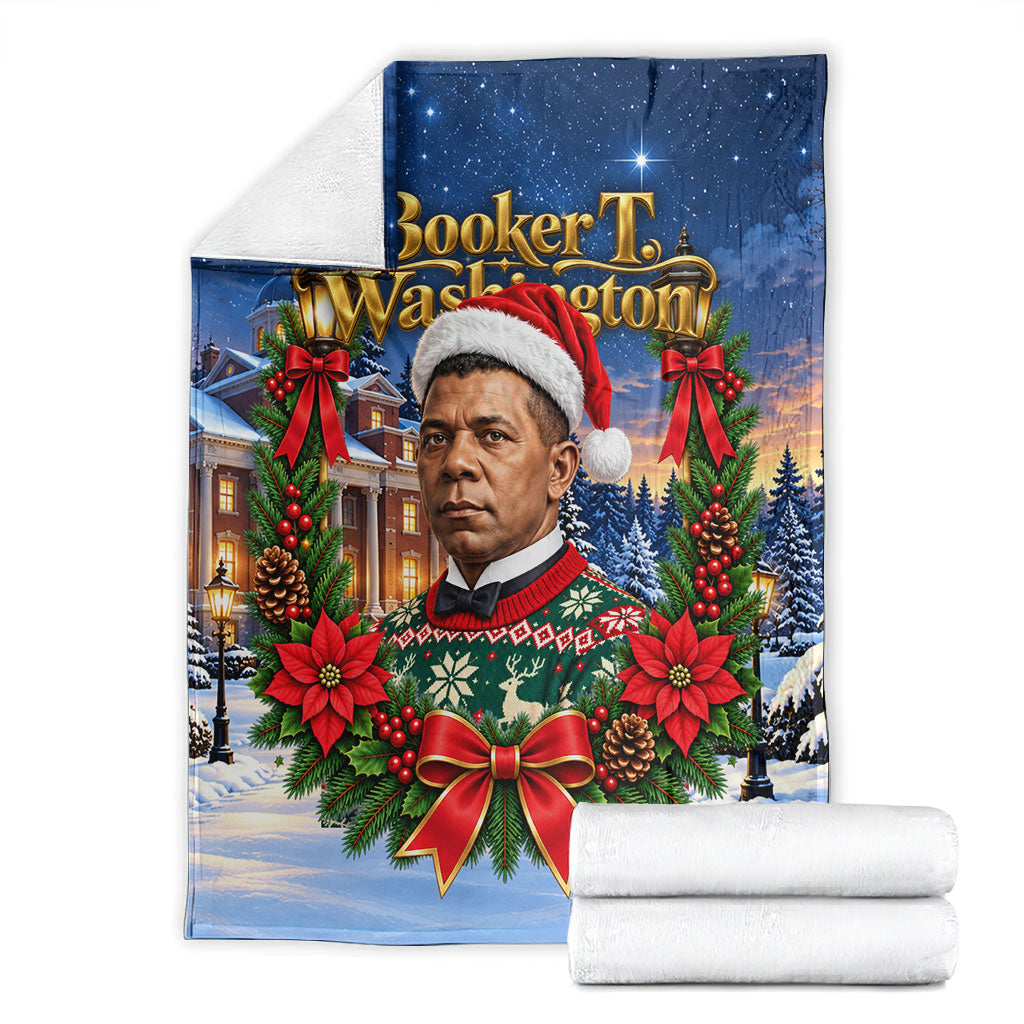 Booker T. Washington Christmas Blanket Ugly Christmas Pattern Starry Winter Night