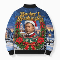 Booker T. Washington Christmas Bomber Puffer Jacket Ugly Christmas Pattern Starry Winter Night