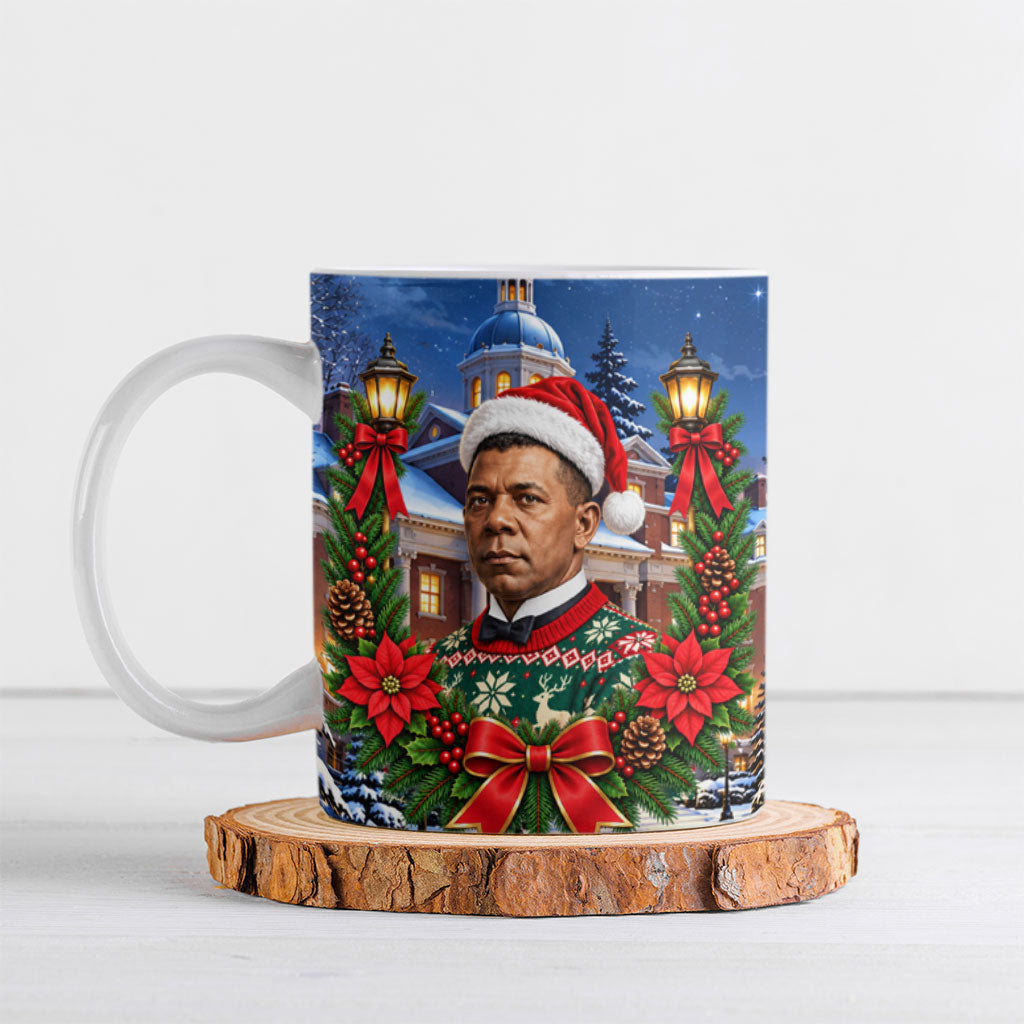 Booker T. Washington Christmas Ceramic Mug Ugly Christmas Pattern Starry Winter Night