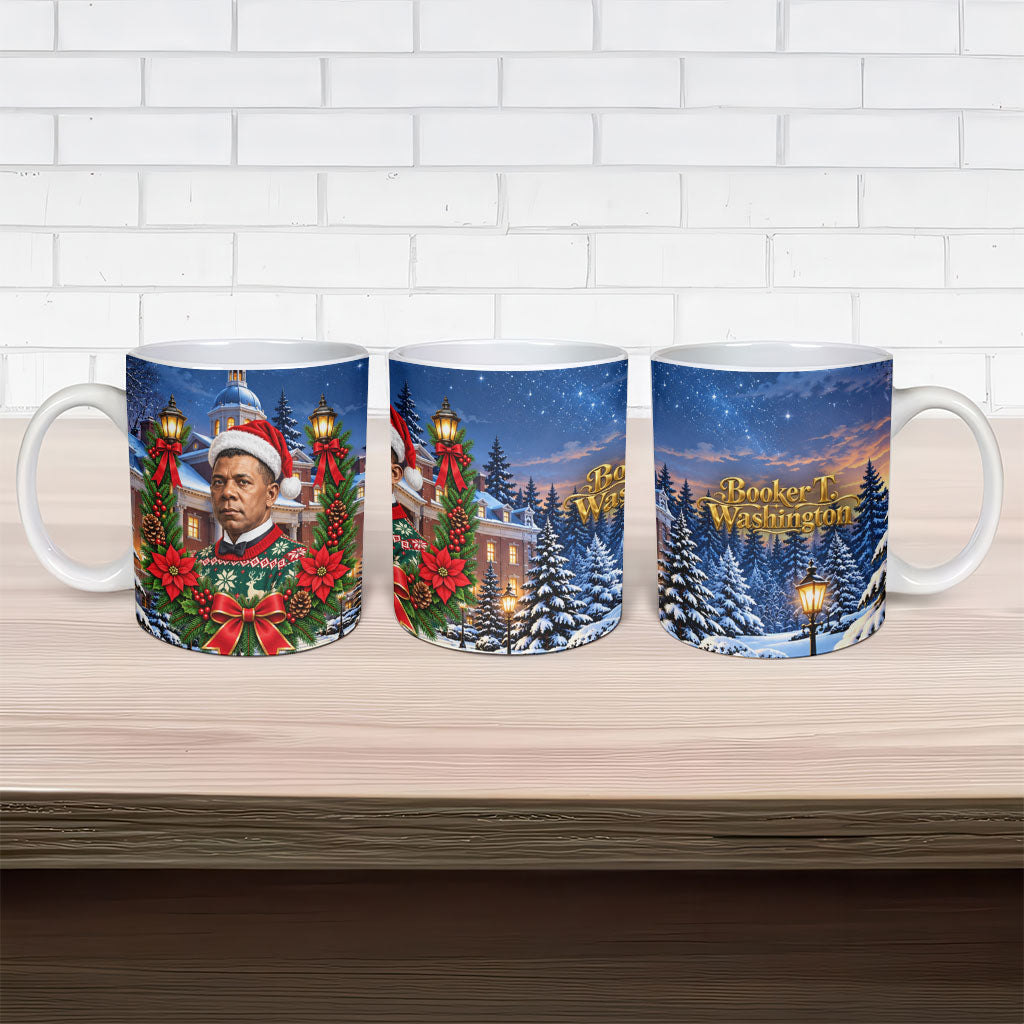 Booker T. Washington Christmas Ceramic Mug Ugly Christmas Pattern Starry Winter Night