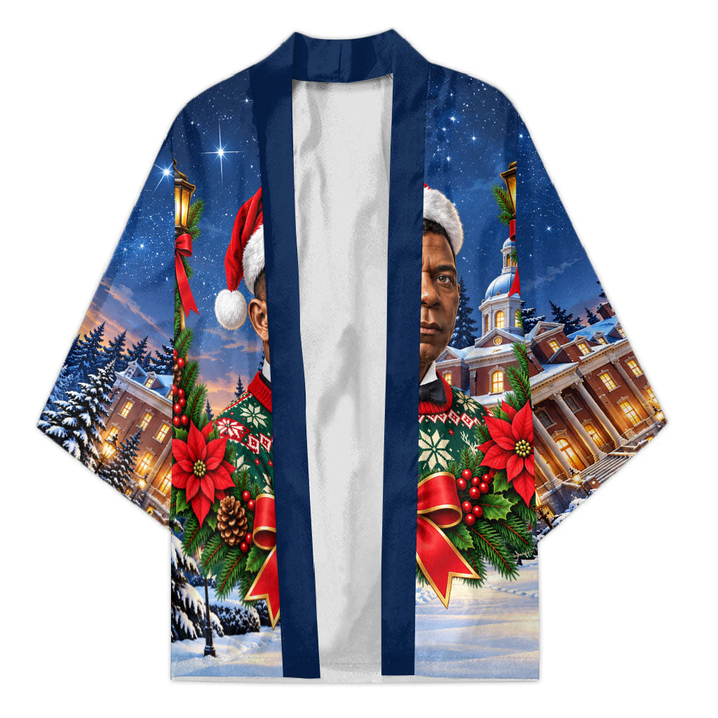 Booker T. Washington Christmas Kimono Ugly Christmas Pattern Starry Winter Night