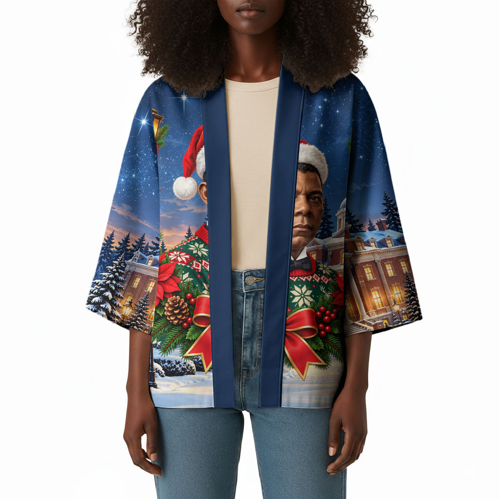 Booker T. Washington Christmas Kimono Ugly Christmas Pattern Starry Winter Night