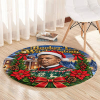 Booker T. Washington Christmas Round Carpet Ugly Christmas Pattern Starry Winter Night