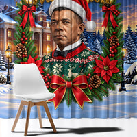 Booker T. Washington Christmas Window Curtain Ugly Christmas Pattern Starry Winter Night