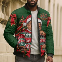 Booker T. Washington Christmas Bomber Puffer Jacket Ugly Christmas Pattern Vintage Holiday