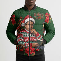 Booker T. Washington Christmas Bomber Puffer Jacket Ugly Christmas Pattern Vintage Holiday