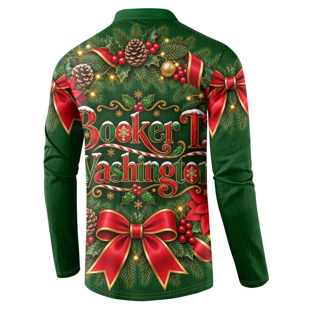 Booker T. Washington Christmas Button Sweatshirt Ugly Christmas Pattern Vintage Holiday