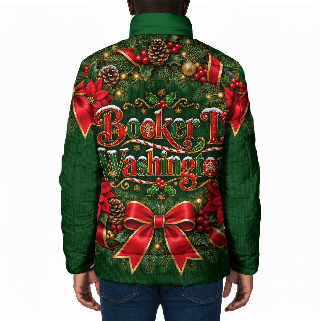 Booker T. Washington Christmas Padded Jacket Ugly Christmas Pattern Vintage Holiday