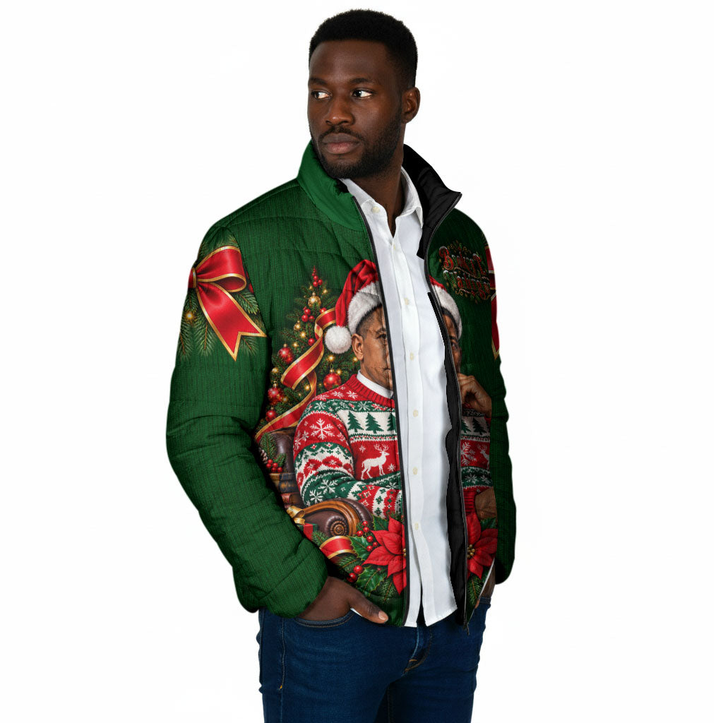 Booker T. Washington Christmas Padded Jacket Ugly Christmas Pattern Vintage Holiday