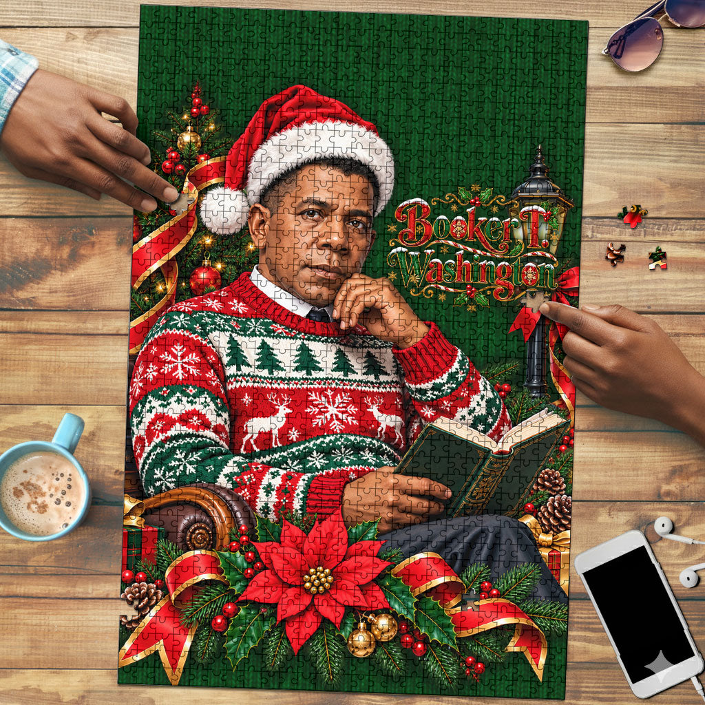 Booker T. Washington Christmas Puzzle Ugly Christmas Pattern Vintage Holiday