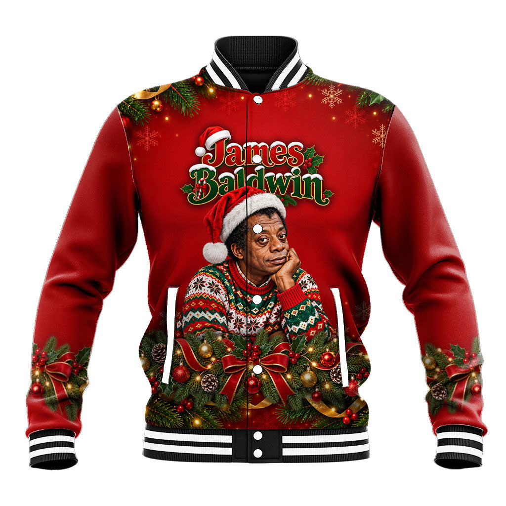 James Baldwin Christmas Baseball Jacket Ugly Christmas Pattern Vintage Holiday