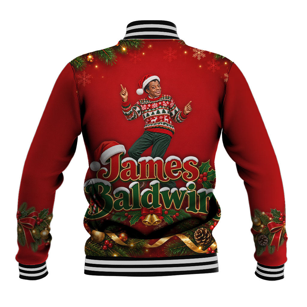 James Baldwin Christmas Baseball Jacket Ugly Christmas Pattern Vintage Holiday