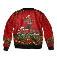 James Baldwin Christmas Bomber Jacket Ugly Christmas Pattern Vintage Holiday