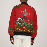 James Baldwin Christmas Bomber Jacket Ugly Christmas Pattern Vintage Holiday
