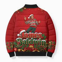 James Baldwin Christmas Bomber Puffer Jacket Ugly Christmas Pattern Vintage Holiday