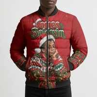 James Baldwin Christmas Bomber Puffer Jacket Ugly Christmas Pattern Vintage Holiday