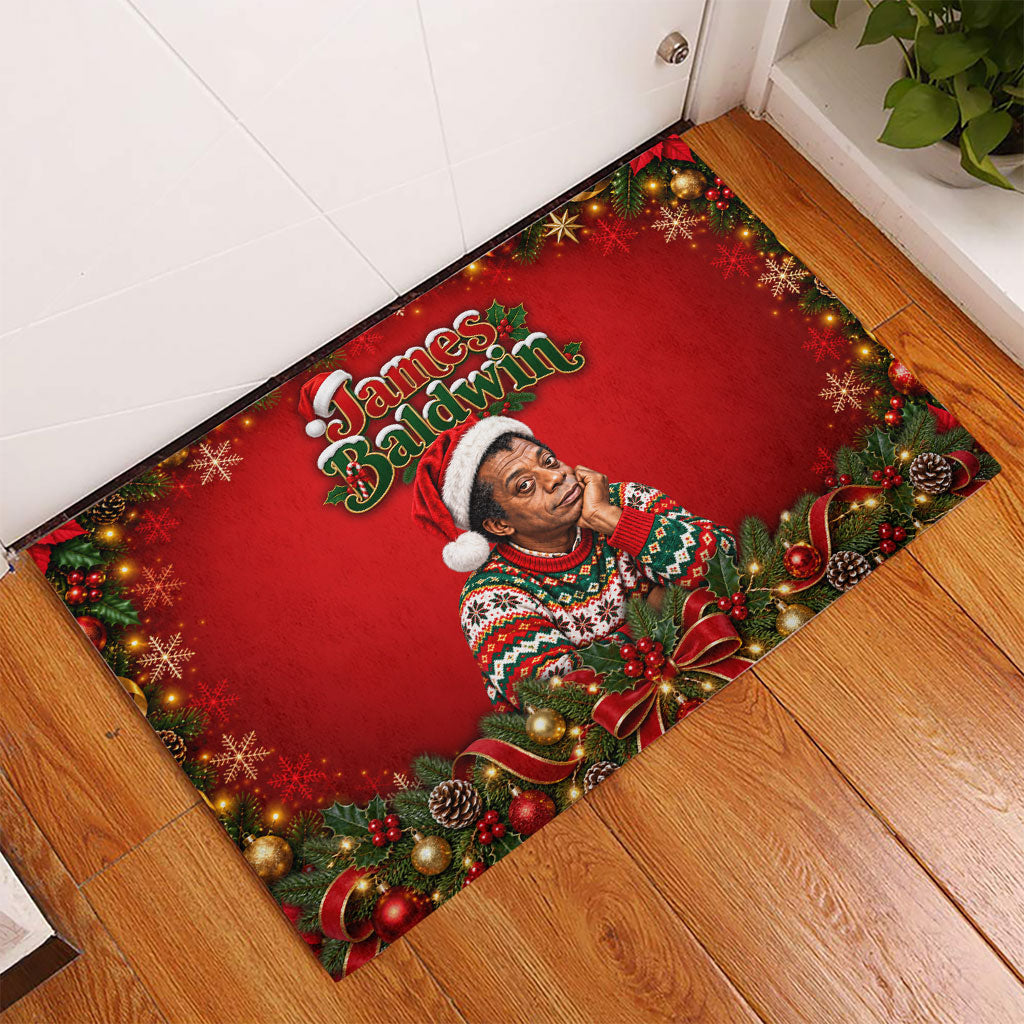 James Baldwin Christmas Rubber Doormat Ugly Christmas Pattern Vintage Holiday