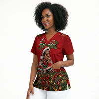 James Baldwin Christmas Scrub Top Ugly Christmas Pattern Vintage Holiday