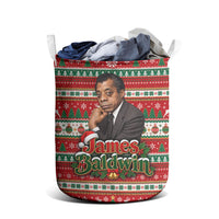 James Baldwin Christmas Laundry Basket African American Author Ugly Christmas Pattern Retro