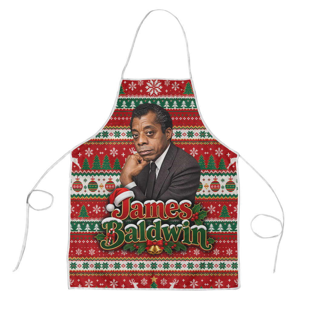 James Baldwin Christmas Apron African American Author Ugly Christmas Pattern Retro