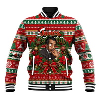 James Baldwin Christmas Baseball Jacket African American Author Ugly Christmas Pattern Retro
