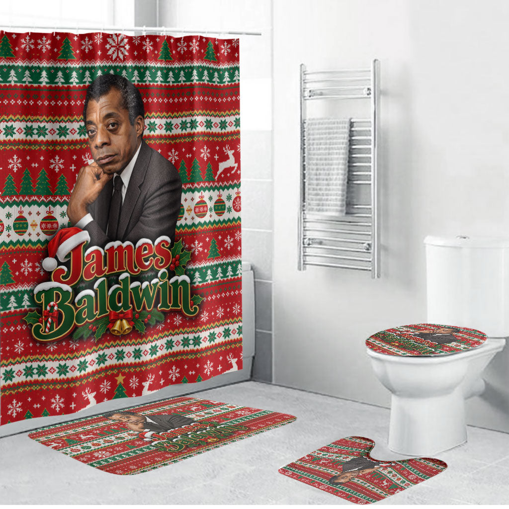 James Baldwin Christmas Bathroom Set African American Author Ugly Christmas Pattern Retro