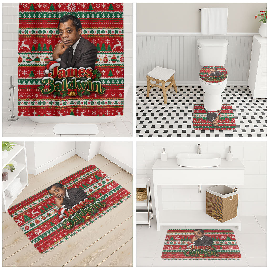 James Baldwin Christmas Bathroom Set African American Author Ugly Christmas Pattern Retro