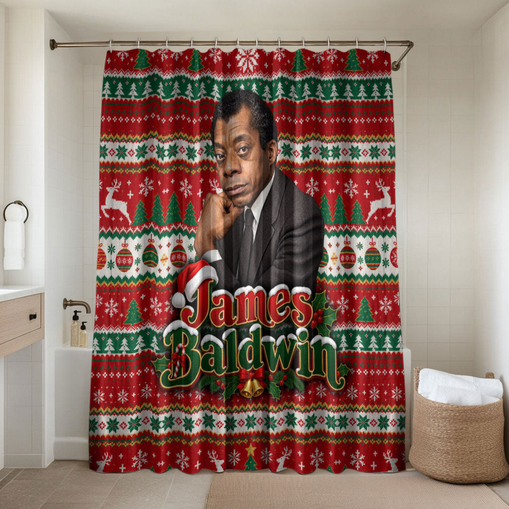 James Baldwin Christmas Bathroom Set African American Author Ugly Christmas Pattern Retro