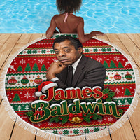 James Baldwin Christmas Beach Blanket African American Author Ugly Christmas Pattern Retro