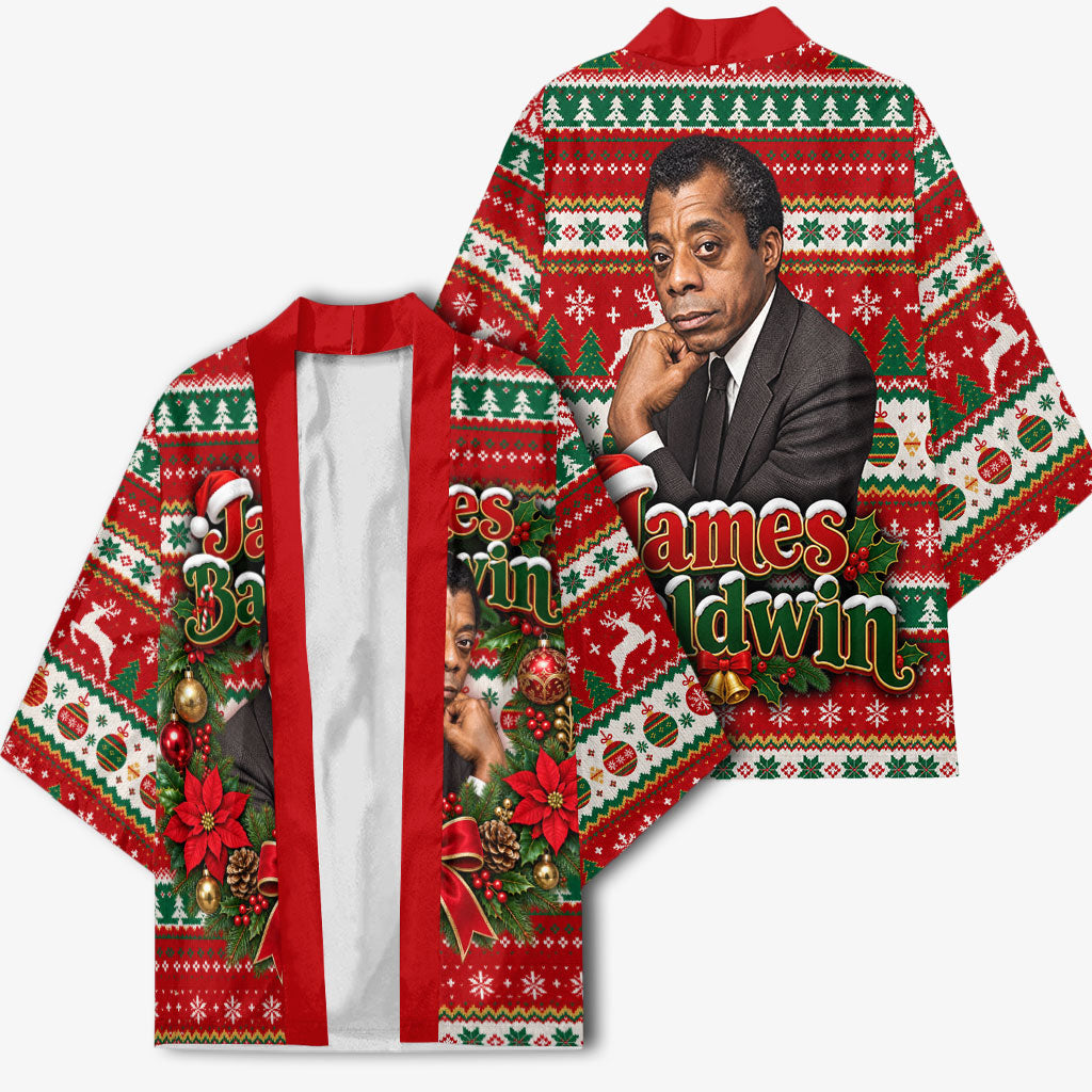 James Baldwin Christmas Kimono African American Author Ugly Christmas Pattern Retro