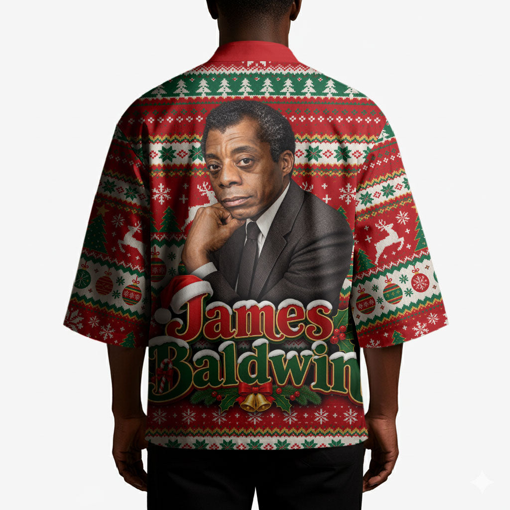 James Baldwin Christmas Kimono African American Author Ugly Christmas Pattern Retro