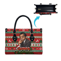 James Baldwin Christmas Leather Bag African American Author Ugly Christmas Pattern Retro