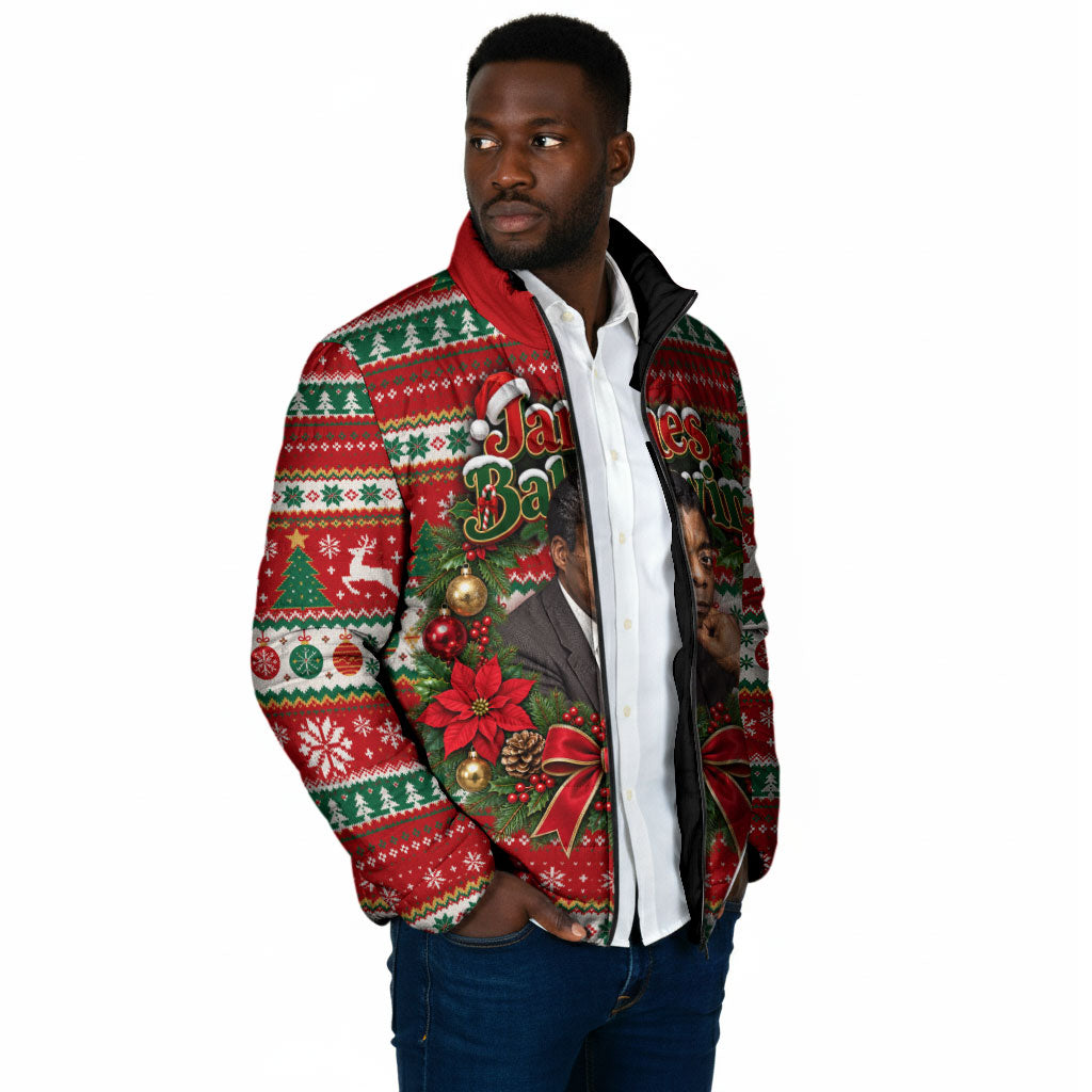 James Baldwin Christmas Padded Jacket African American Author Ugly Christmas Pattern Retro