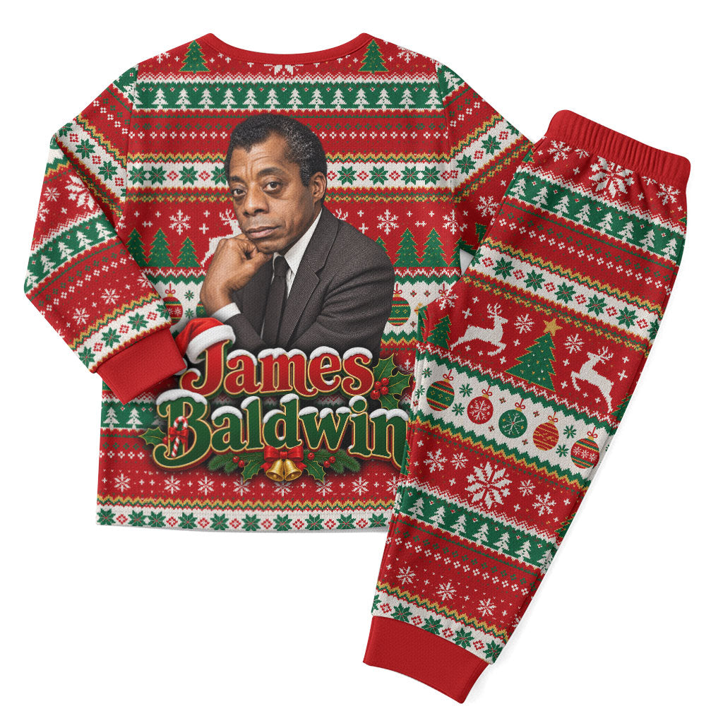 James Baldwin Christmas Pajama Set African American Author Ugly Christmas Pattern Retro