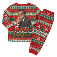 James Baldwin Christmas Pajama Set African American Author Ugly Christmas Pattern Retro