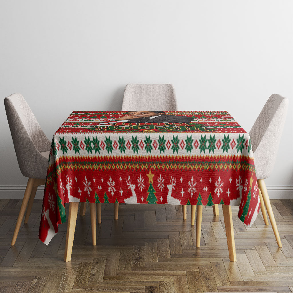 James Baldwin Christmas Tablecloth African American Author Ugly Christmas Pattern Retro