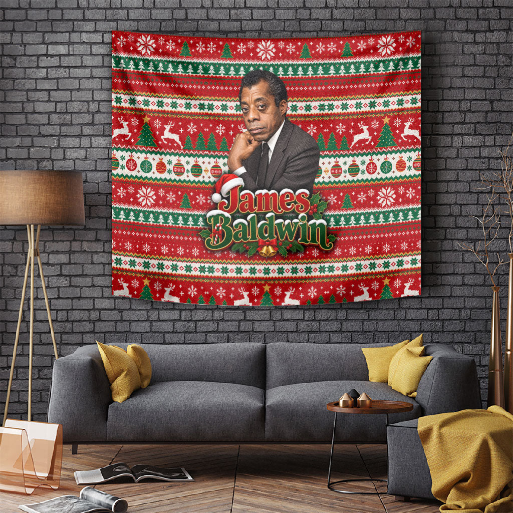 James Baldwin Christmas Tapestry African American Author Ugly Christmas Pattern Retro