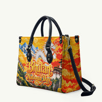 Bhutan National Day Thunder Dragon Leather Bag Traditional Himalayan Architecture