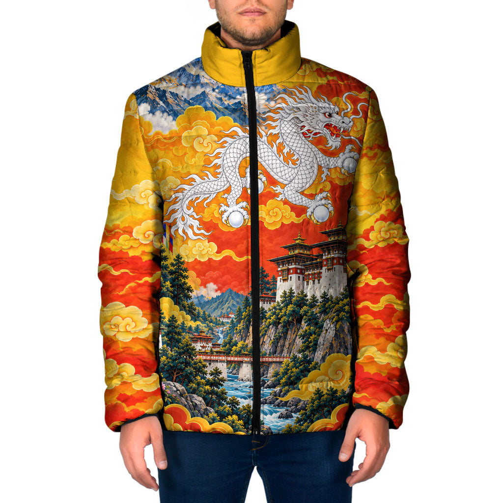 Bhutan National Day Thunder Dragon Padded Jacket Traditional Himalayan Architecture