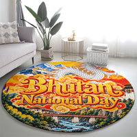 Bhutan National Day Thunder Dragon Round Carpet Traditional Himalayan Architecture