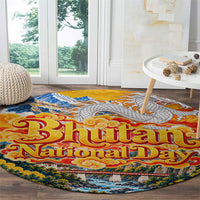 Bhutan National Day Thunder Dragon Round Carpet Traditional Himalayan Architecture