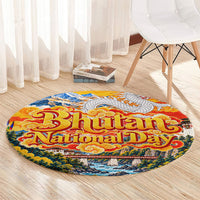 Bhutan National Day Thunder Dragon Round Carpet Traditional Himalayan Architecture