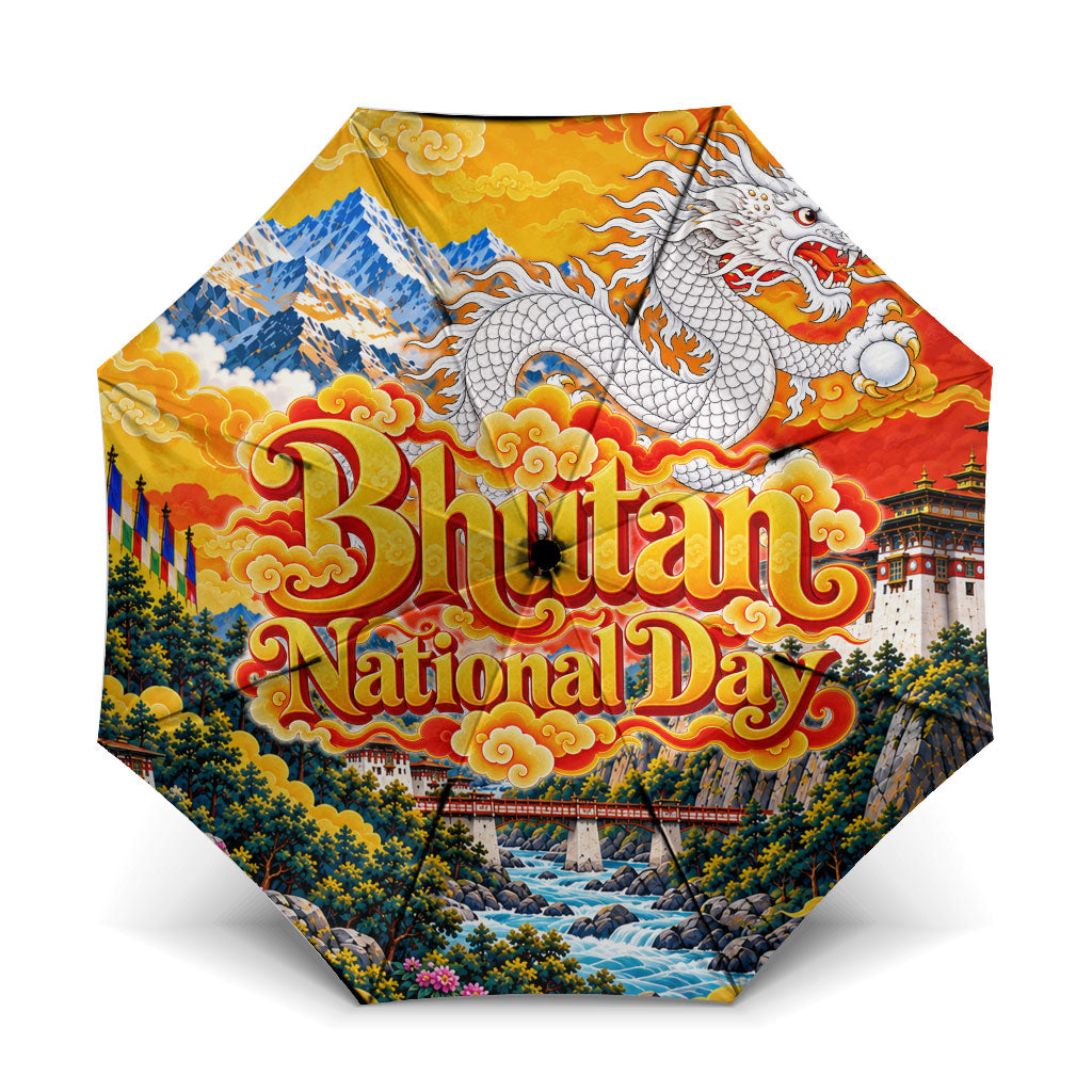 Bhutan National Day Thunder Dragon Umbrella Traditional Himalayan Architecture
