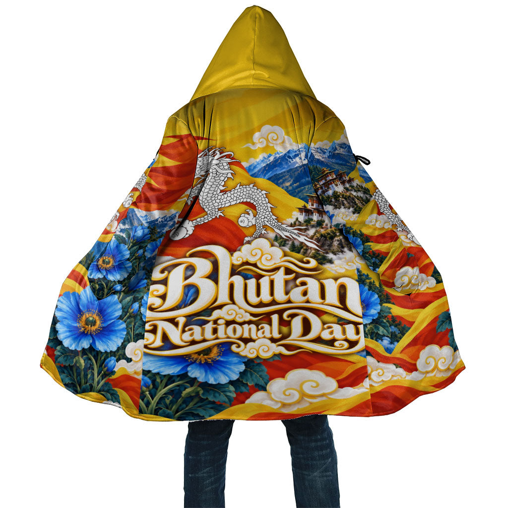 Bhutan National Day Thunder Dragon Cloak Himalayan Blue Poppy Traditional Art