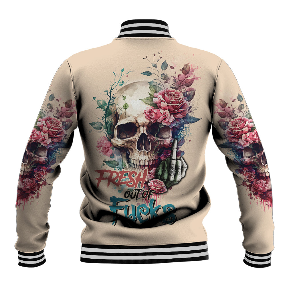 Fresh Out Of F Watercolor Skull Baseball Jacket - Wonder Print Shop