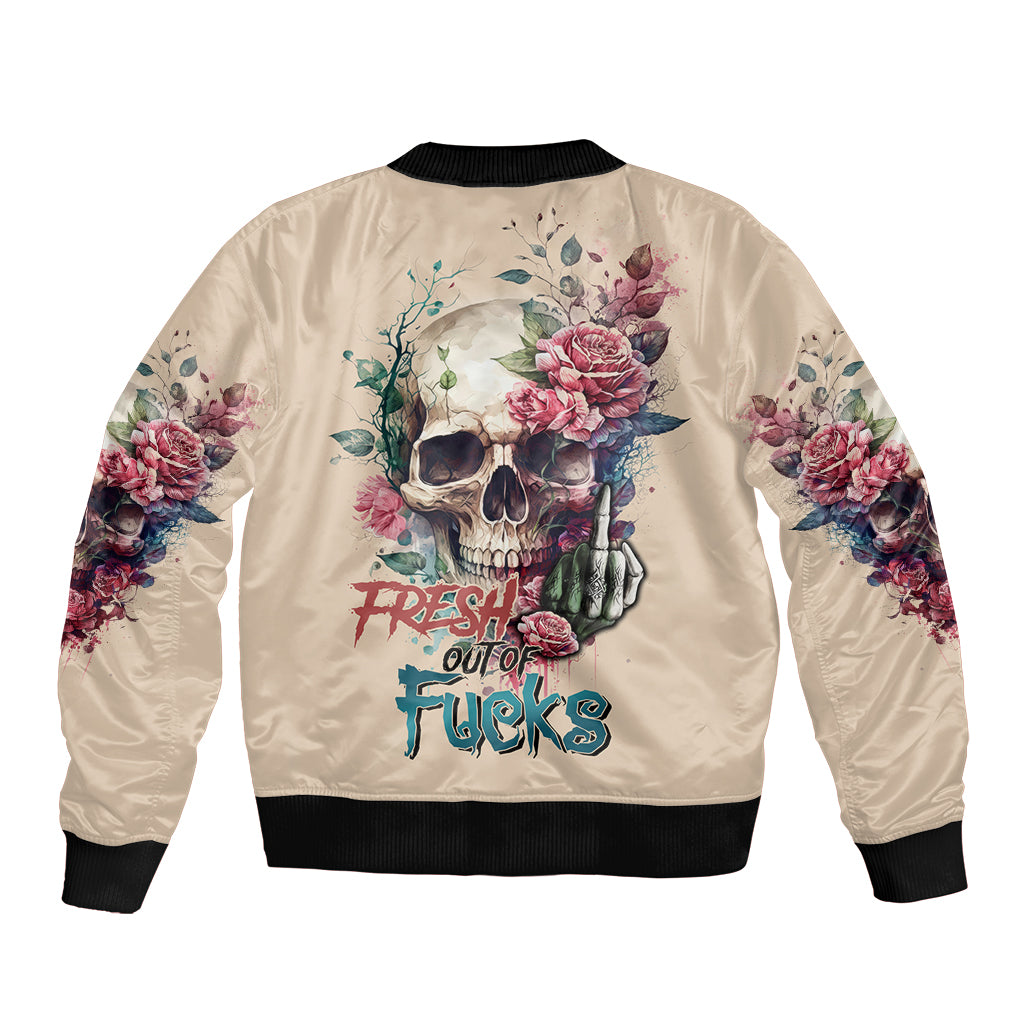 Fresh Out Of F Watercolor Skull Bomber Jacket - Wonder Print Shop