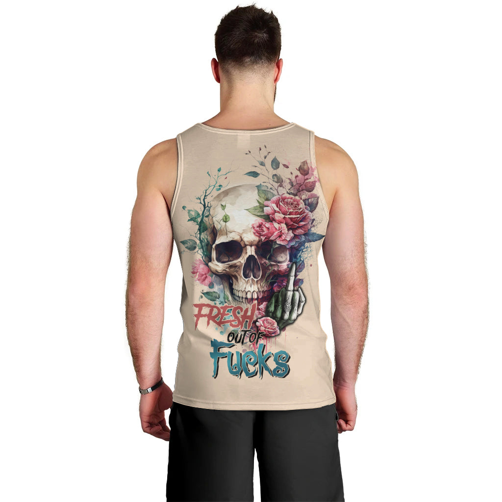 Fresh Out Of F Watercolor Skull Men Tank Top - Wonder Print Shop