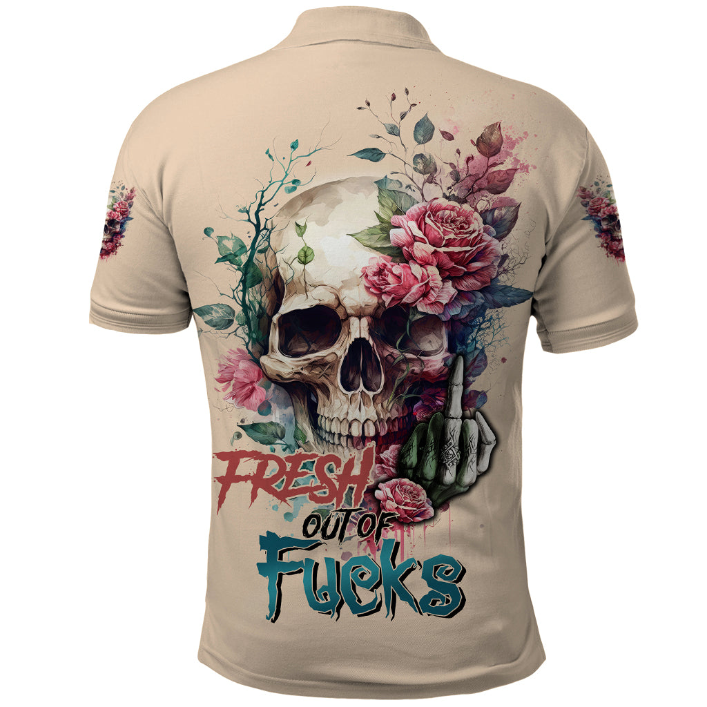 Fresh Out Of F Watercolor Skull Polo Shirt - Wonder Print Shop